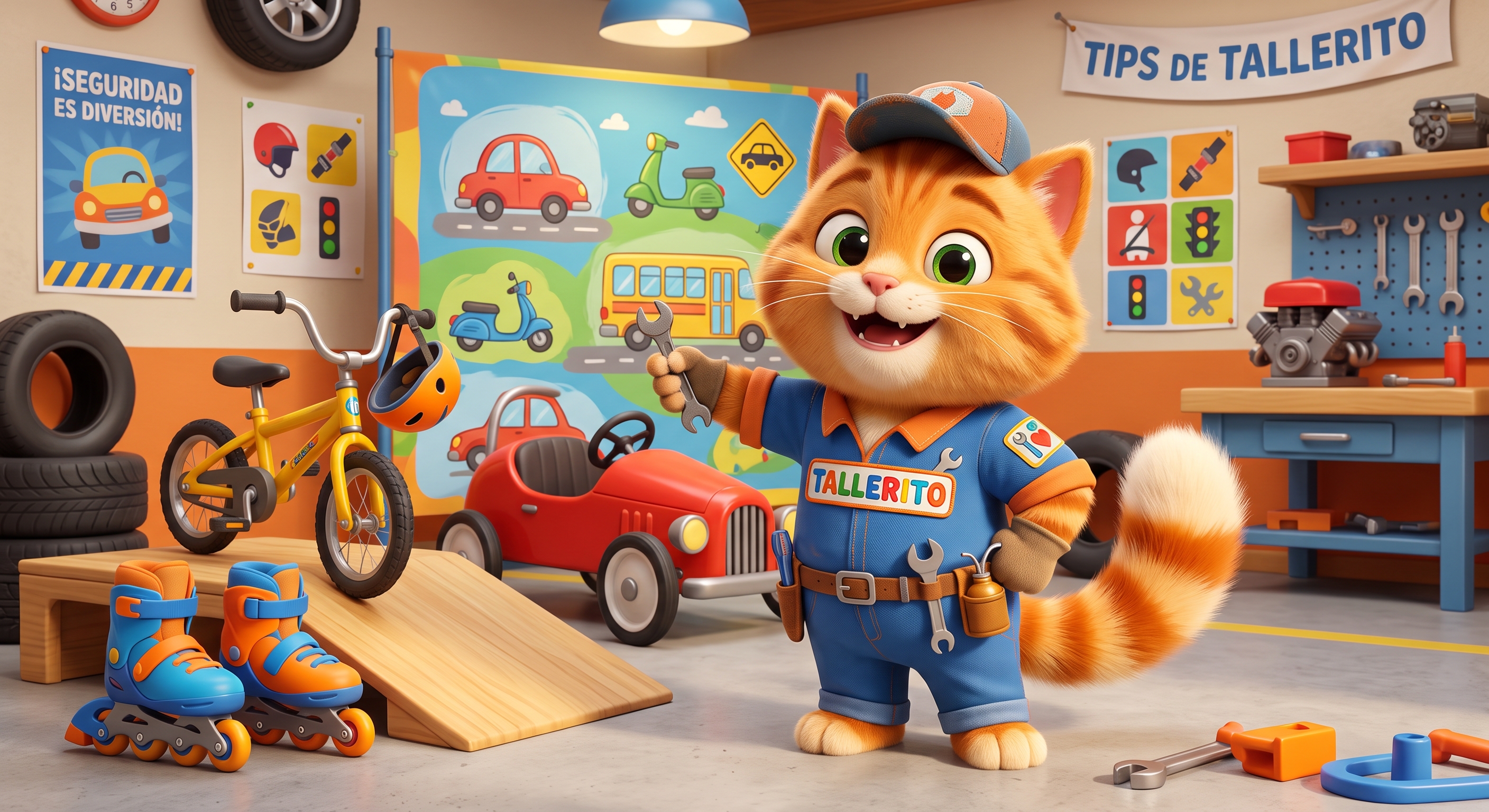 Tallerito, personaje del programa Ikuaa Lo Mitã, en un taller educativo de seguridad vial